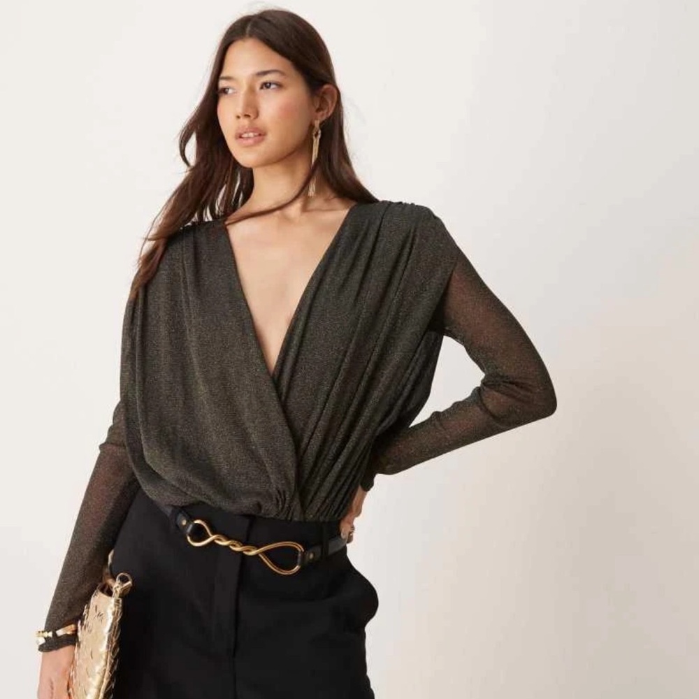 Abercrombie & Fitch Draped Glitter Bodysuit